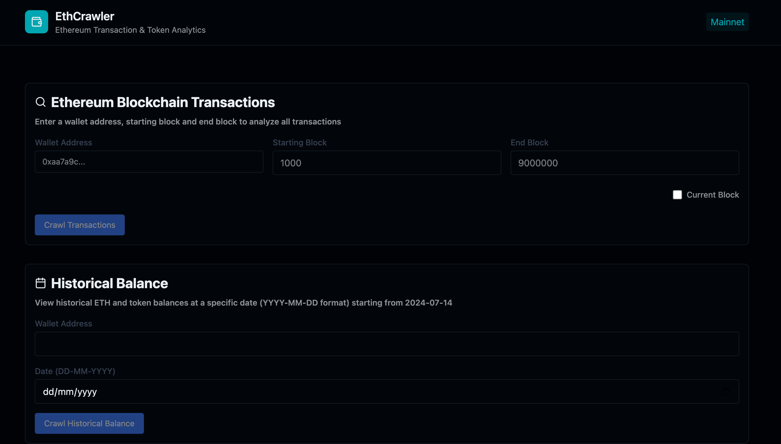 Ethereum Analytics Engine
